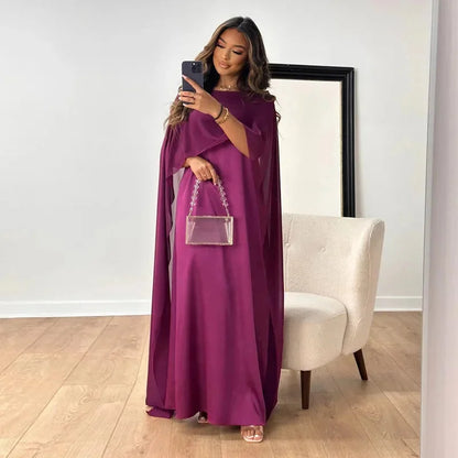 Dame Elegant Bryllupsgæst Cape Maxi Kjole