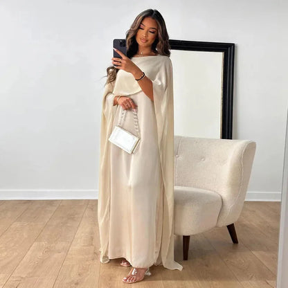 Dame Elegant Bryllupsgæst Cape Maxi Kjole