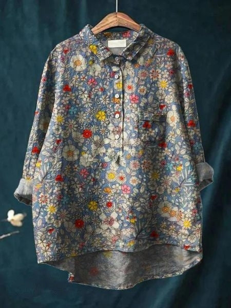 Inga | Blomstret bluse med romantisk feminin charme