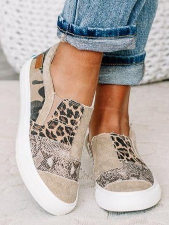 Olivia - Slip-on sneakers med leopardprint og farveblok