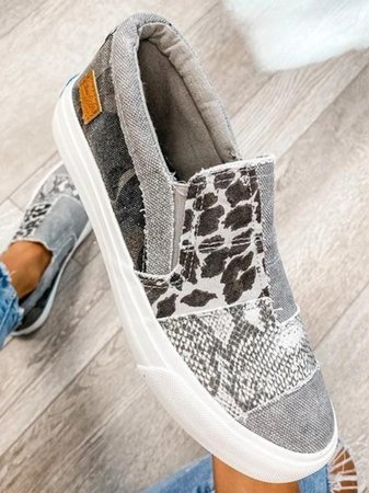 Olivia - Slip-on sneakers med leopardprint og farveblok