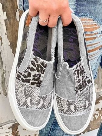 Olivia - Slip-on sneakers med leopardprint og farveblok