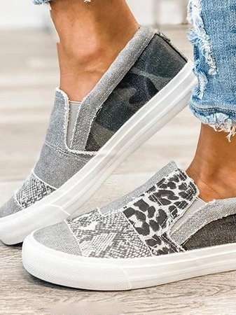 Olivia - Slip-on sneakers med leopardprint og farveblok