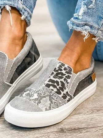 Olivia - Slip-on sneakers med leopardprint og farveblok