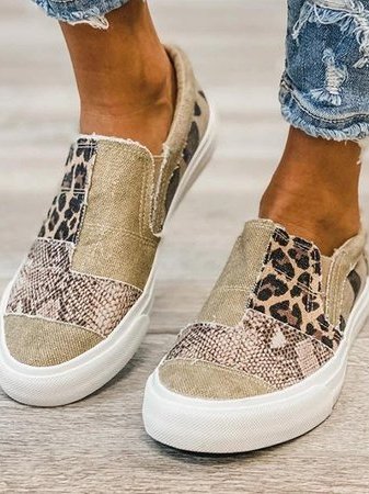 Olivia - Slip-on sneakers med leopardprint og farveblok