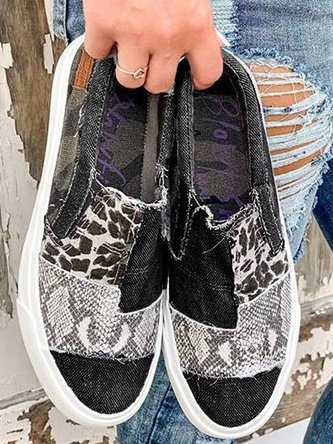 Olivia - Slip-on sneakers med leopardprint og farveblok