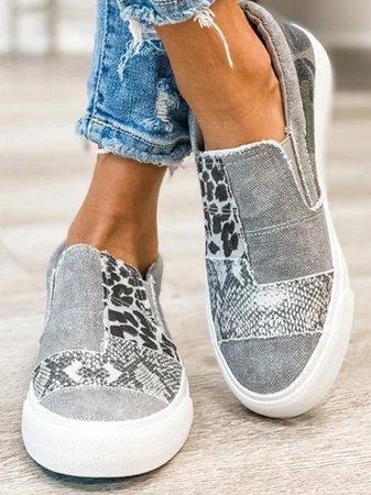 Olivia - Slip-on sneakers med leopardprint og farveblok