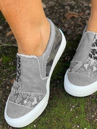Olivia - Slip-on sneakers med leopardprint og farveblok