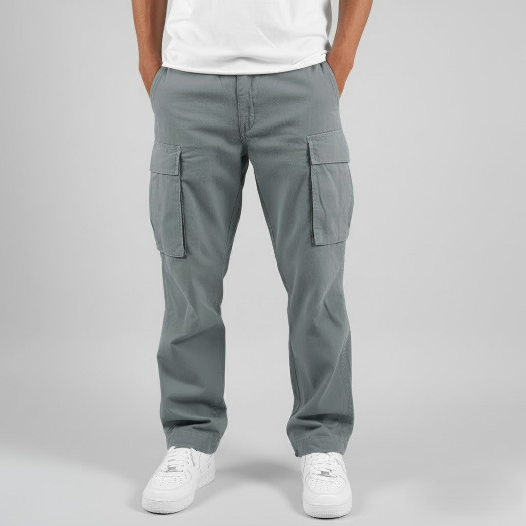 Herre cargobukser med afslappet pasform og sidelommer i streetwear-stil