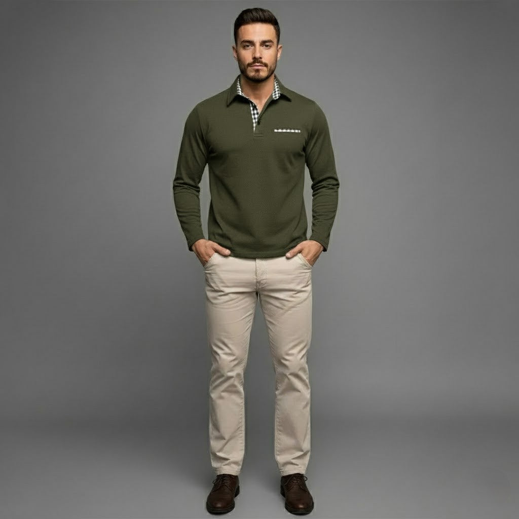 Herre Moderne Komfortabel Stilfuld langærmede vinterpolo-shirt