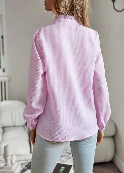Stilfuld Elegant Flæset Knappet Bluse