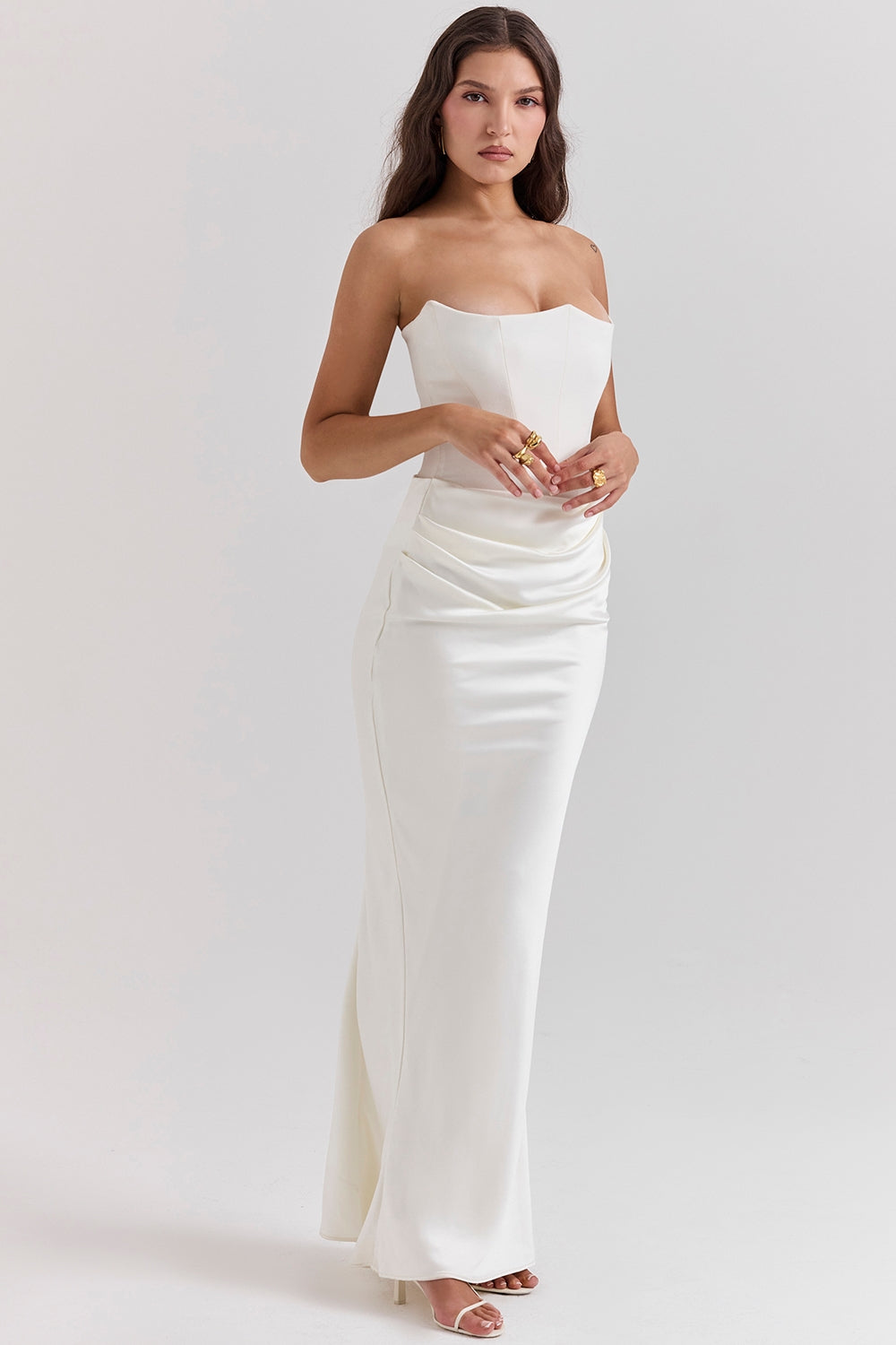 Dame Strapless Maxi Kjole til Bryllupsgæst