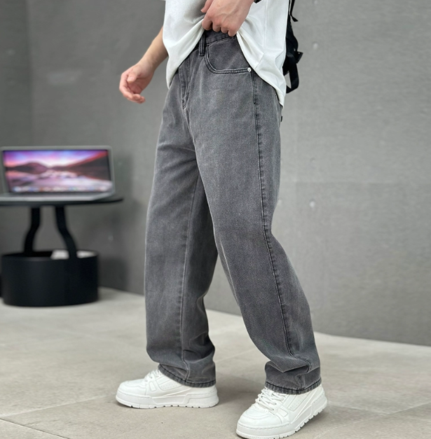 Herre Forårs Jeans med Løs Pasform og Lige Ben