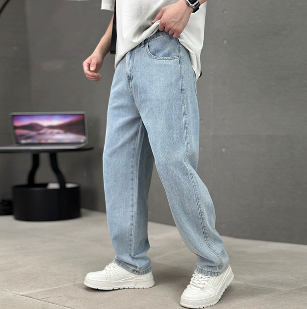 Herre Forårs Jeans med Løs Pasform og Lige Ben