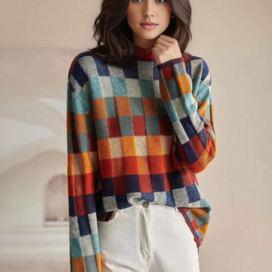 Elizabeth oversized sweater med ternmønster