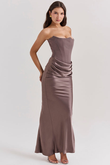 Dame Strapless Maxi Kjole til Bryllupsgæst