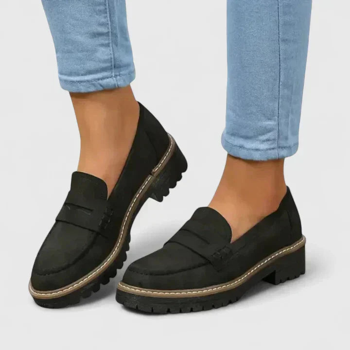 Dame Komfortable Slip-On Chunky Loafer Sko