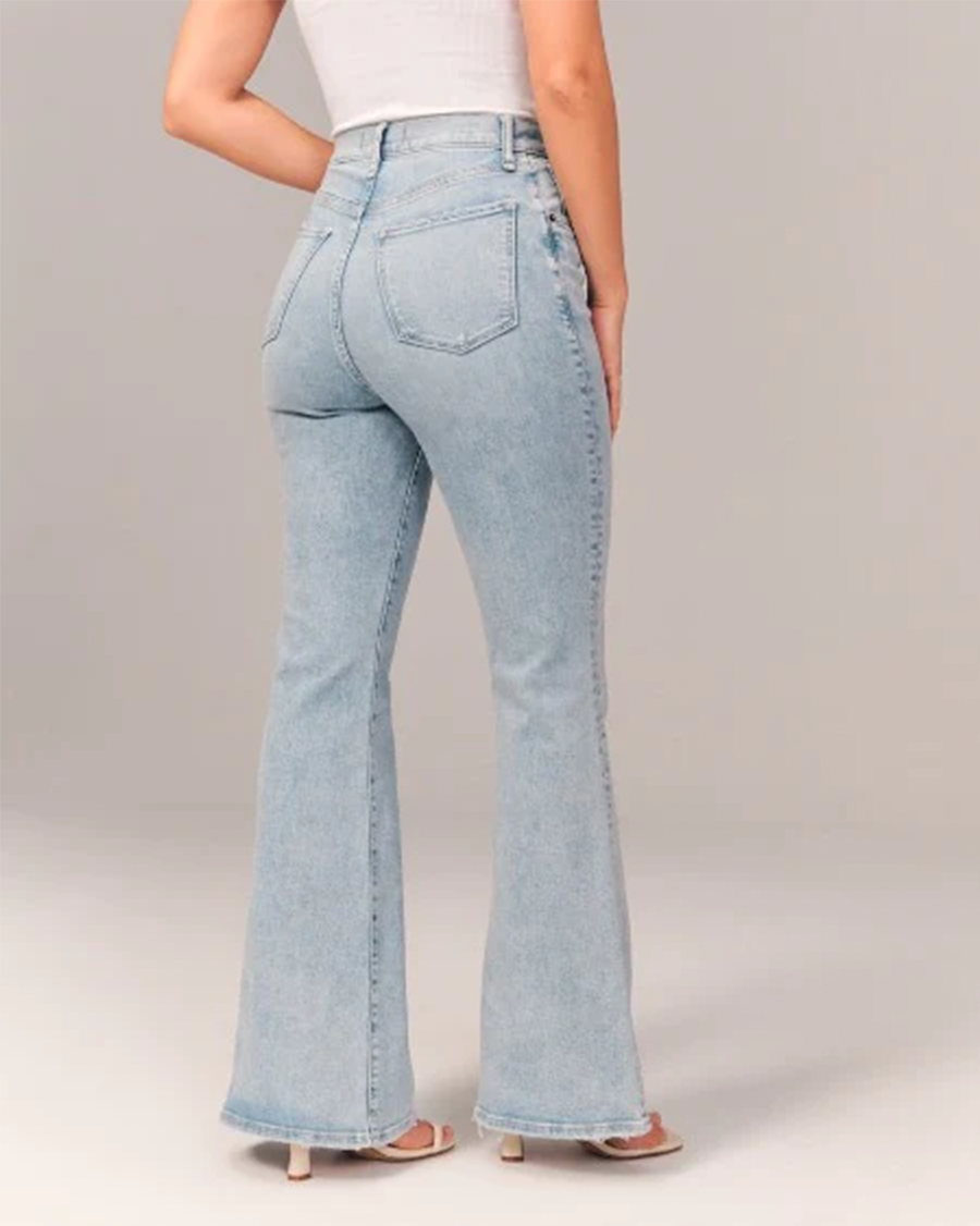 Dame Højtaljede Jeans med Brede og Udsvingede Ben