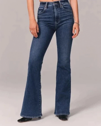 Dame Højtaljede Jeans med Brede og Udsvingede Ben