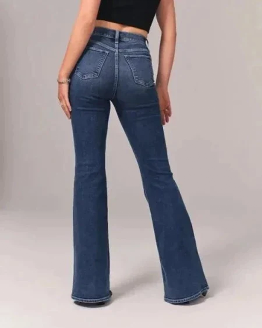 Dame Højtaljede Jeans med Brede og Udsvingede Ben