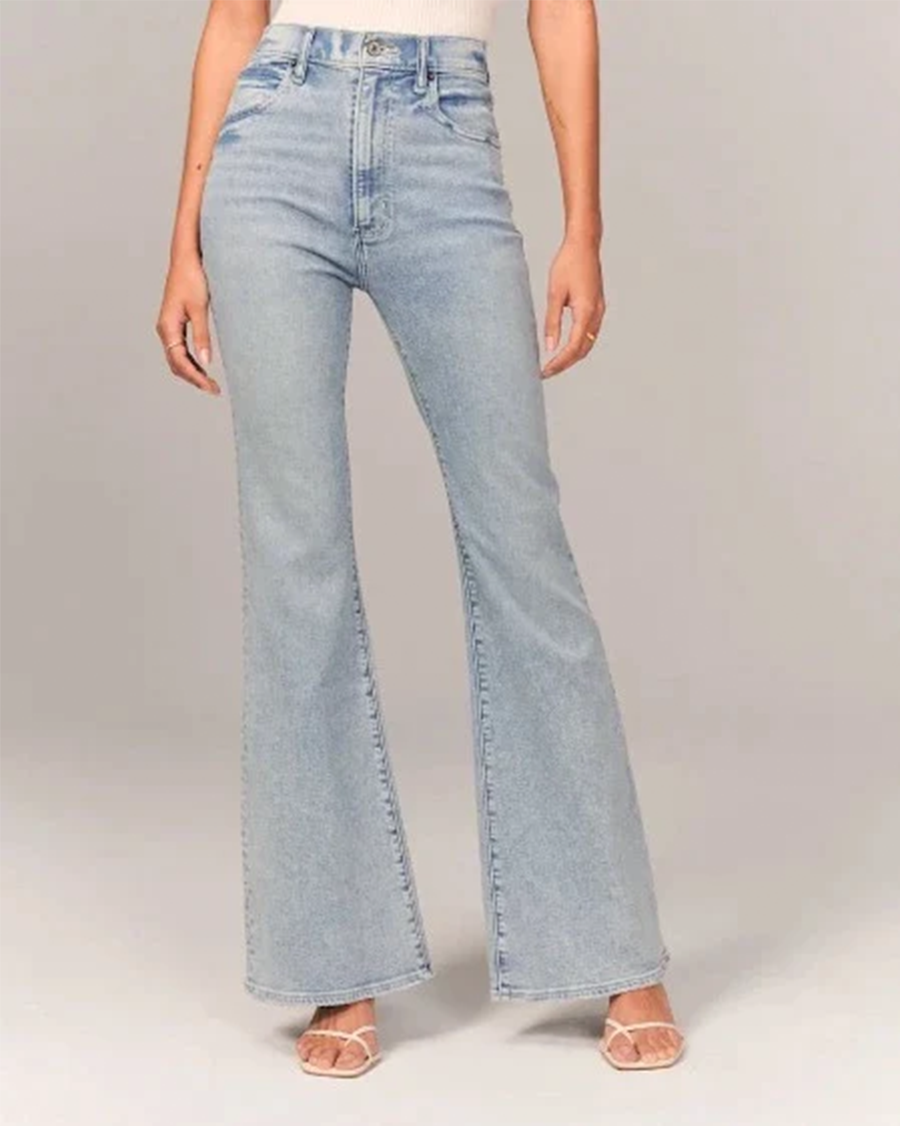 Dame Højtaljede Jeans med Brede og Udsvingede Ben