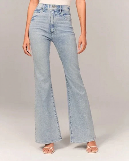 Dame Højtaljede Jeans med Brede og Udsvingede Ben