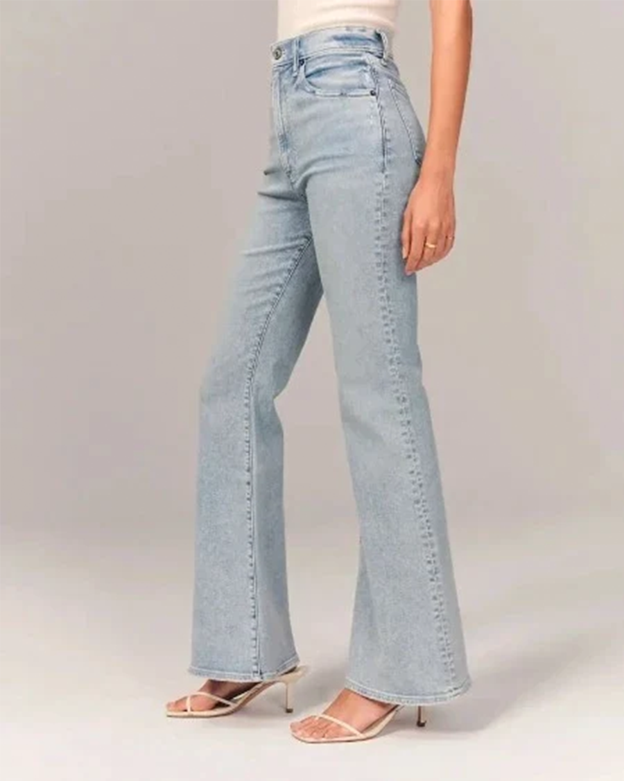 Dame Højtaljede Jeans med Brede og Udsvingede Ben