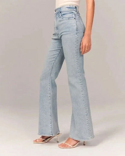 Dame Højtaljede Jeans med Brede og Udsvingede Ben
