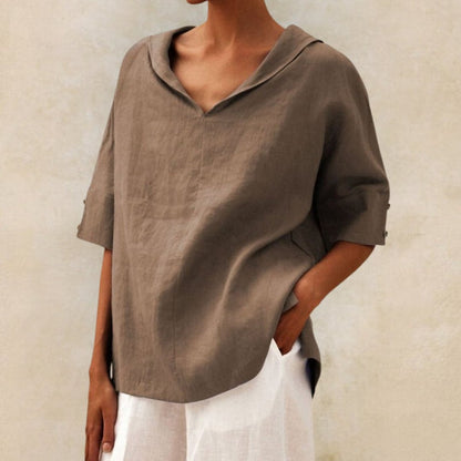 Elegant Stilfuld Casual V-hals Skjorte
