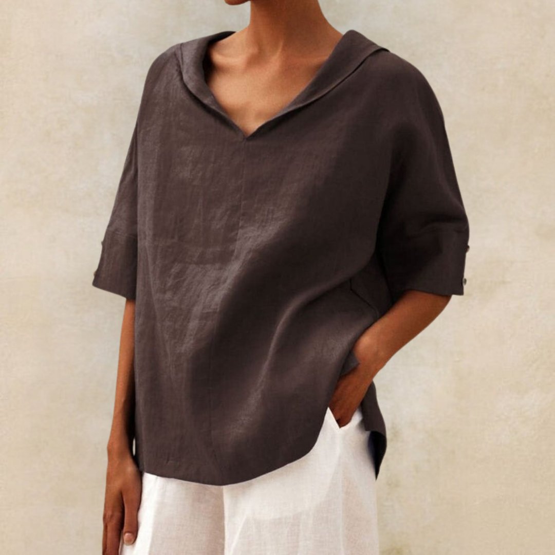 Elegant Stilfuld Casual V-hals Skjorte