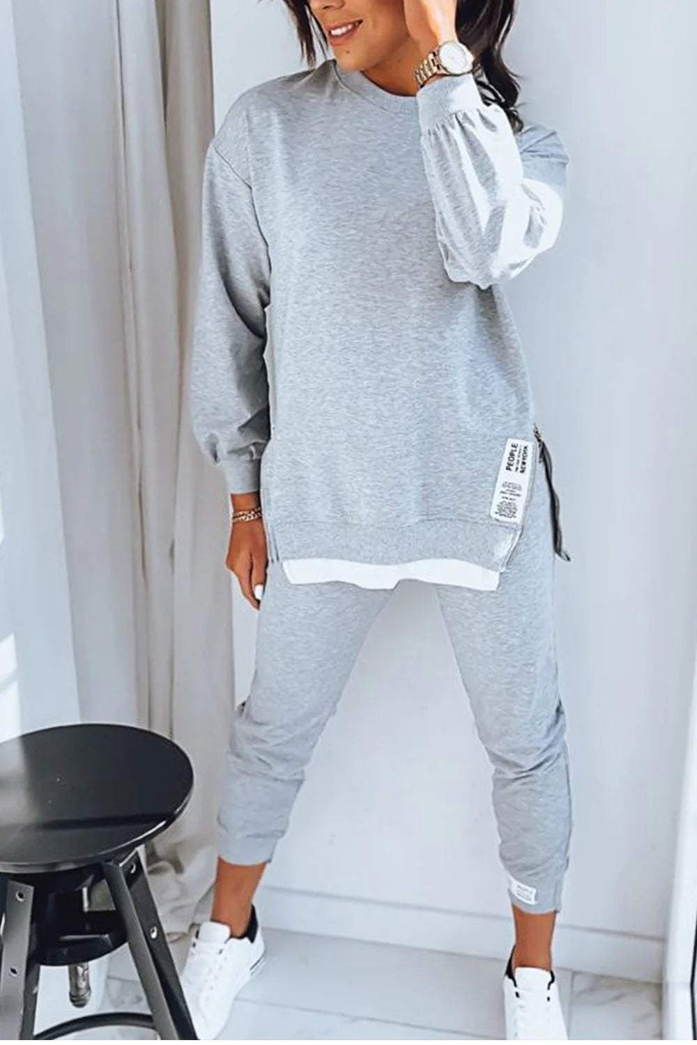 Stilfuldt og Afslappet Sæt med Sweatshirt og Joggingbukser