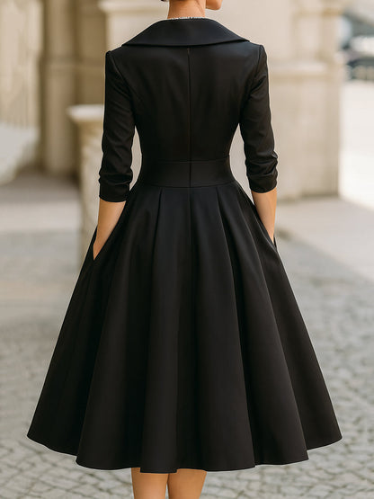 Dame Elegant Klassisk Forårs Wrap Midikjole