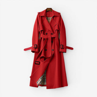Dames Trenchcoat med Notched Krave og Bælte i Taljen