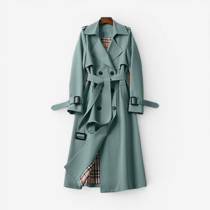 Dames Trenchcoat med Notched Krave og Bælte i Taljen