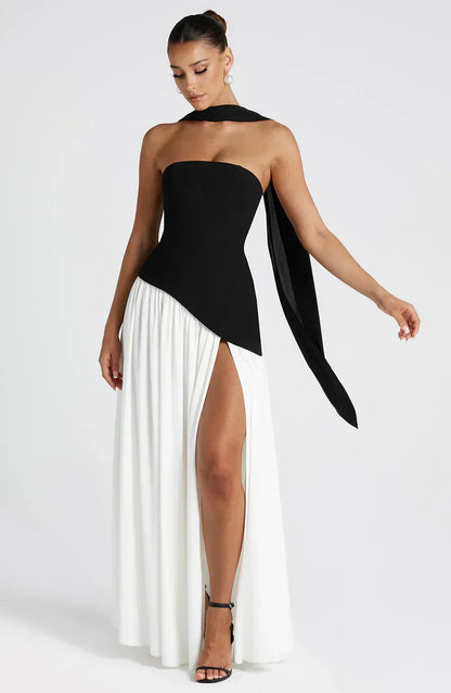Dame Elegant Bryllupsgæst Asymmetrisk Maxikjole
