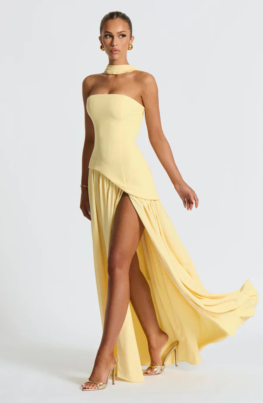 Dame Elegant Bryllupsgæst Asymmetrisk Maxikjole