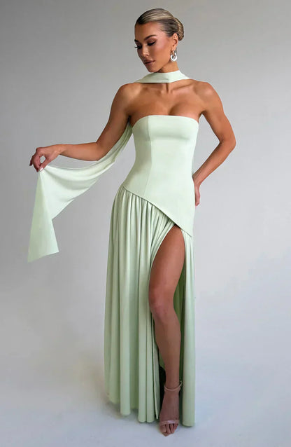 Dame Elegant Bryllupsgæst Asymmetrisk Maxikjole