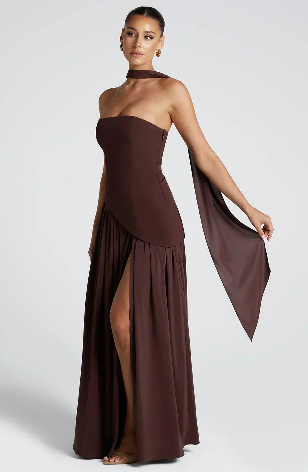 Dame Elegant Bryllupsgæst Asymmetrisk Maxikjole
