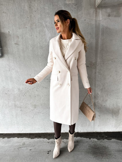 Behagelig Stilfuld Elegant Lang Cremefrakke