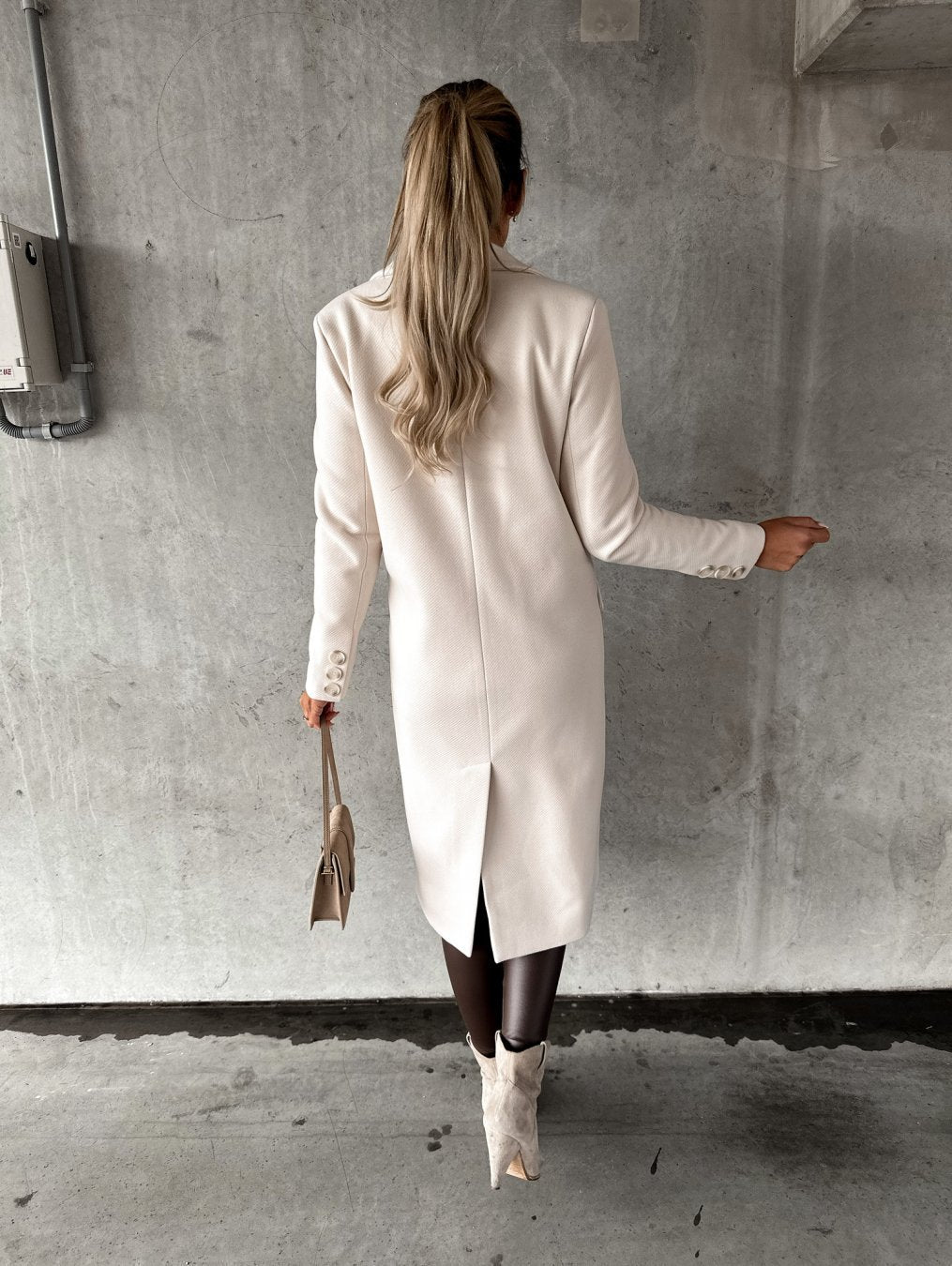 Behagelig Stilfuld Elegant Lang Cremefrakke