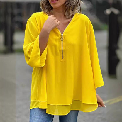 Moderne Elegant Stilfuld Løs Bluse