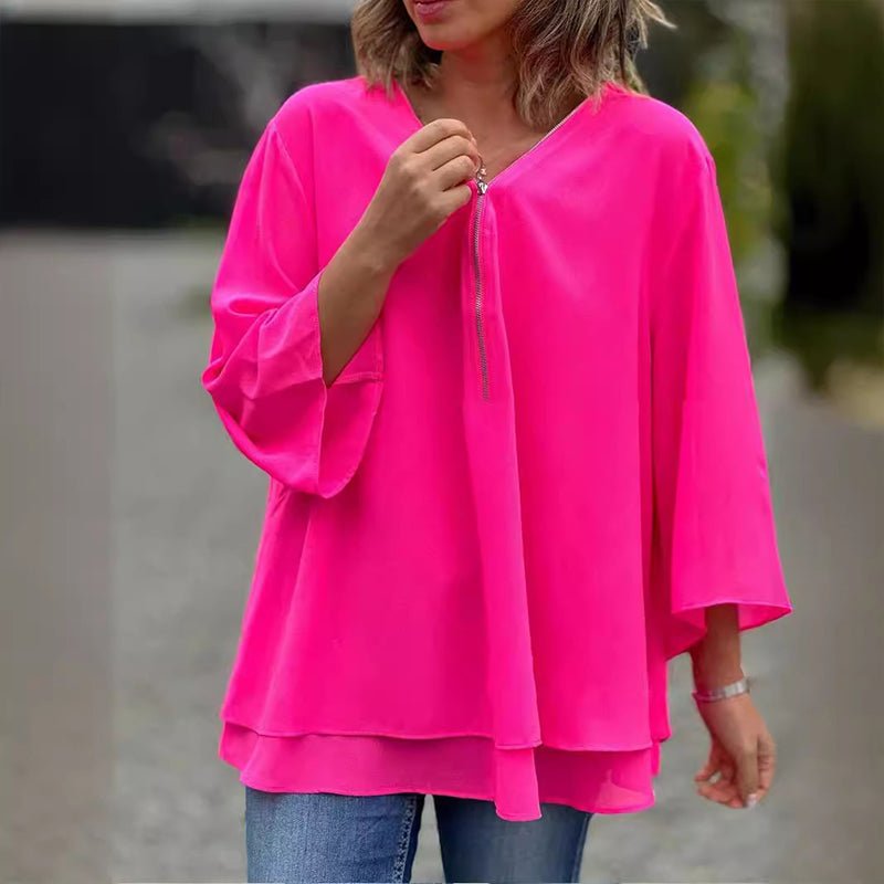 Moderne Elegant Stilfuld Løs Bluse