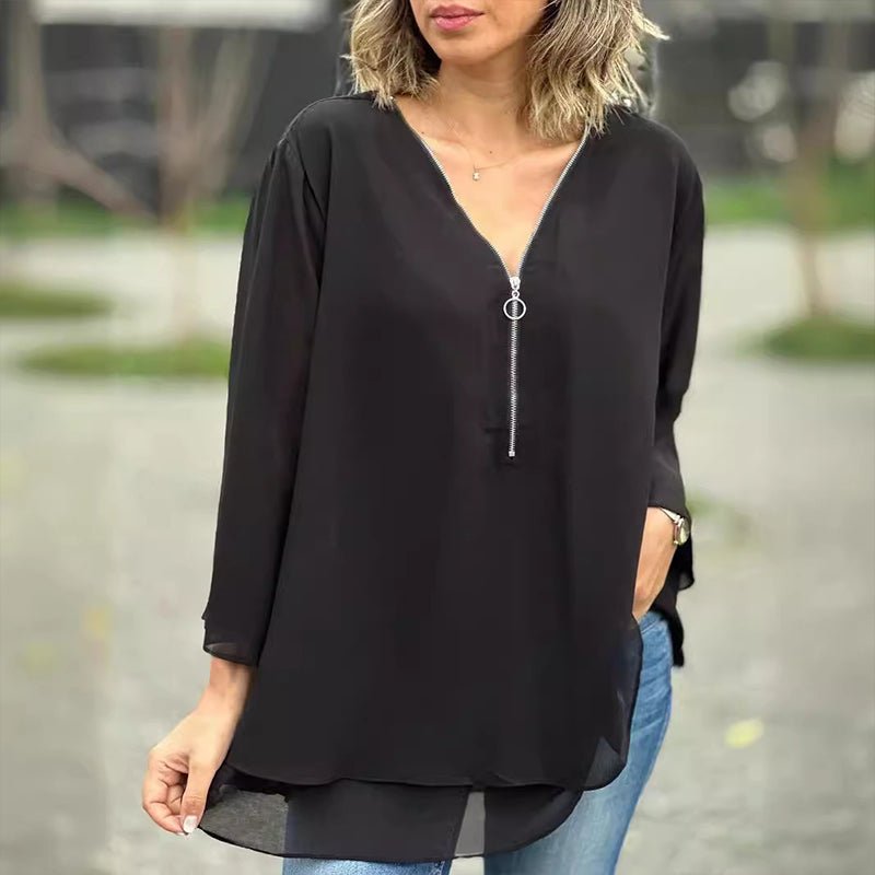 Moderne Elegant Stilfuld Løs Bluse