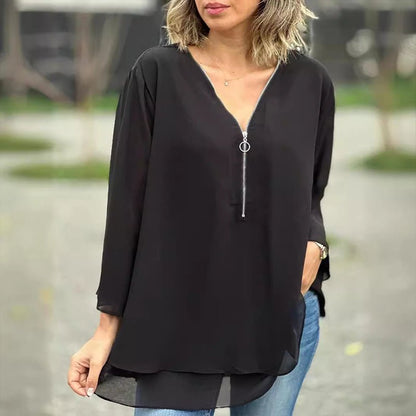 Moderne Elegant Stilfuld Løs Bluse