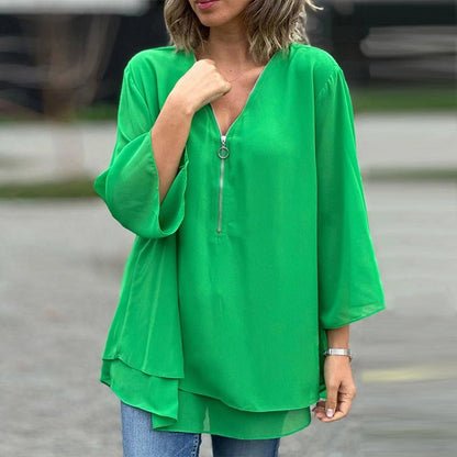 Moderne Elegant Stilfuld Løs Bluse