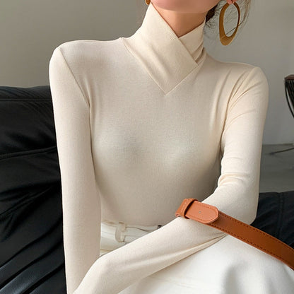 Brooklyn Dame Forårs Elegant Top Med Mock Neck