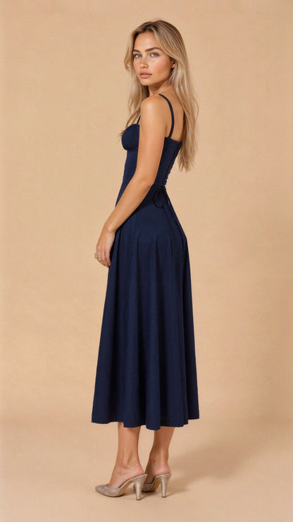 Blomstret Chic Korset Sommer Midi Kjole
