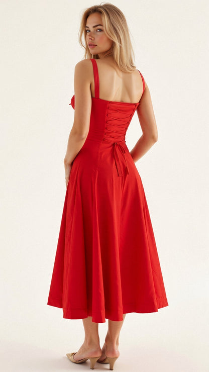 Blomstret Chic Korset Sommer Midi Kjole