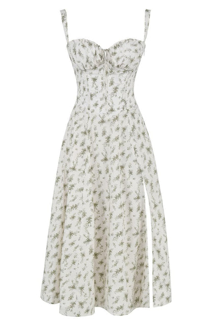 Blomstret Chic Korset Sommer Midi Kjole