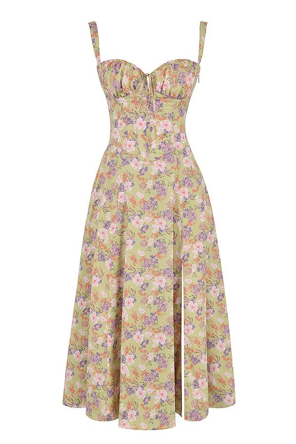 Blomstret Chic Korset Sommer Midi Kjole